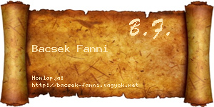 Bacsek Fanni névjegykártya